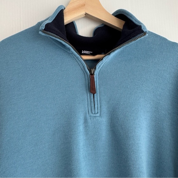 Lands End 1/4 zip pullover sweater size medium long sleeve blue sweater - Picture 2 of 8